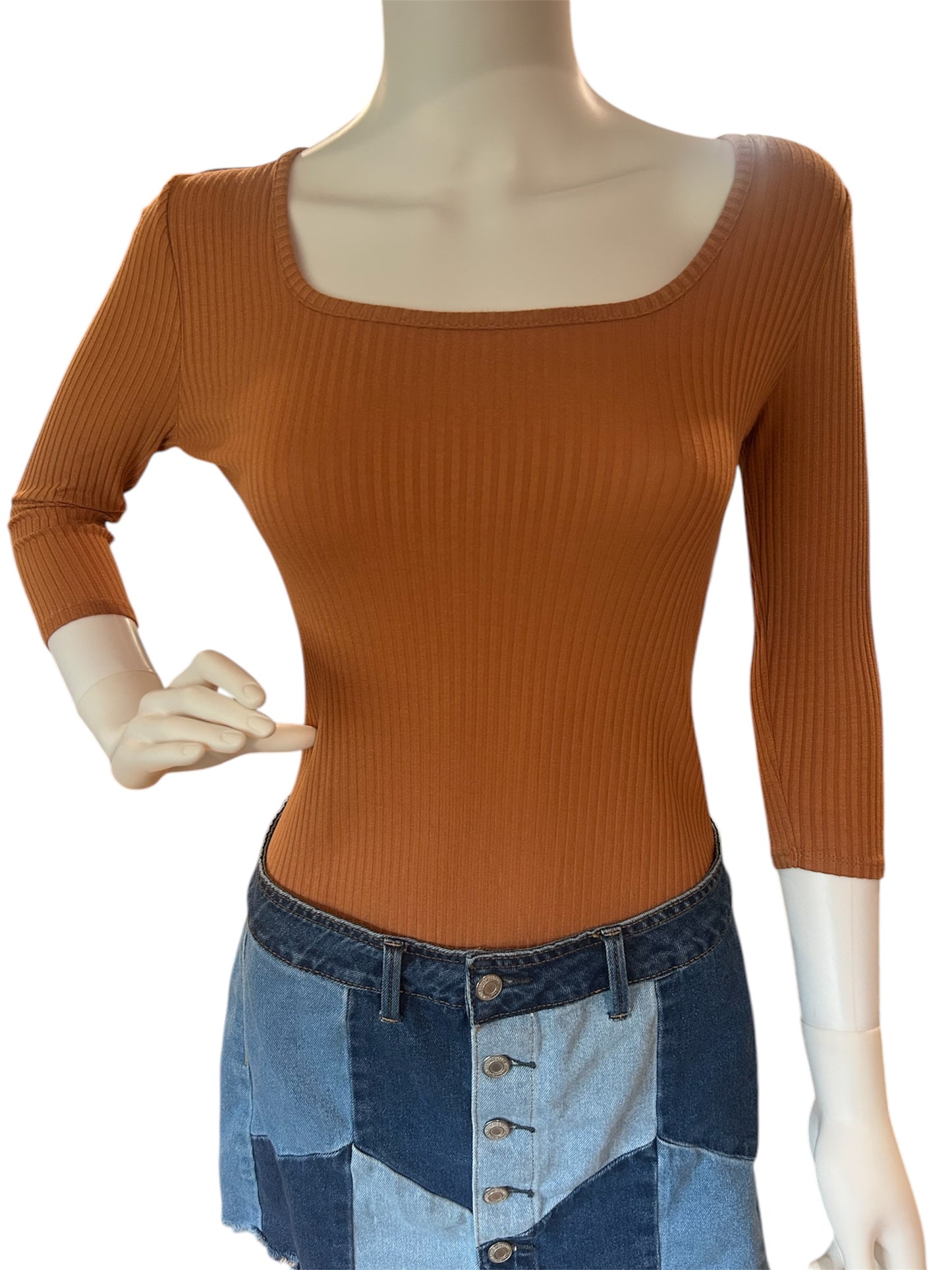 Rachel Zoe 3/4 Sleeve Ribbed Top