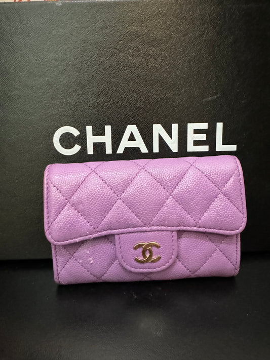 CHANEL Limited Edition Quilted Caviar Leather Flap Card Holder