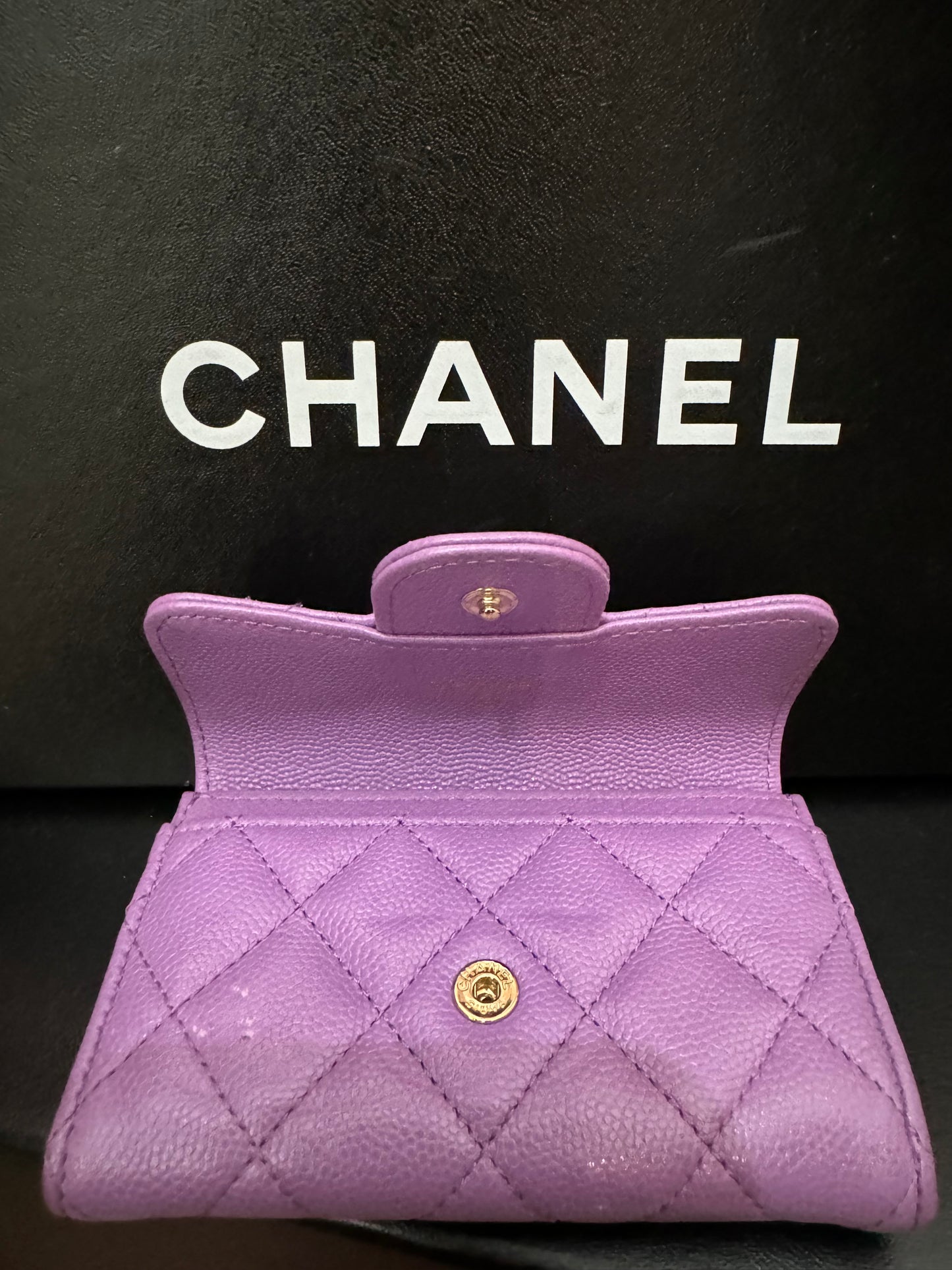 CHANEL Limited Edition Quilted Caviar Leather Flap Card Holder