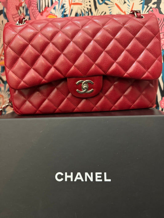 CHANEL Vintage Grained Calfskin & Gold-Tone Metal Caviar Bag