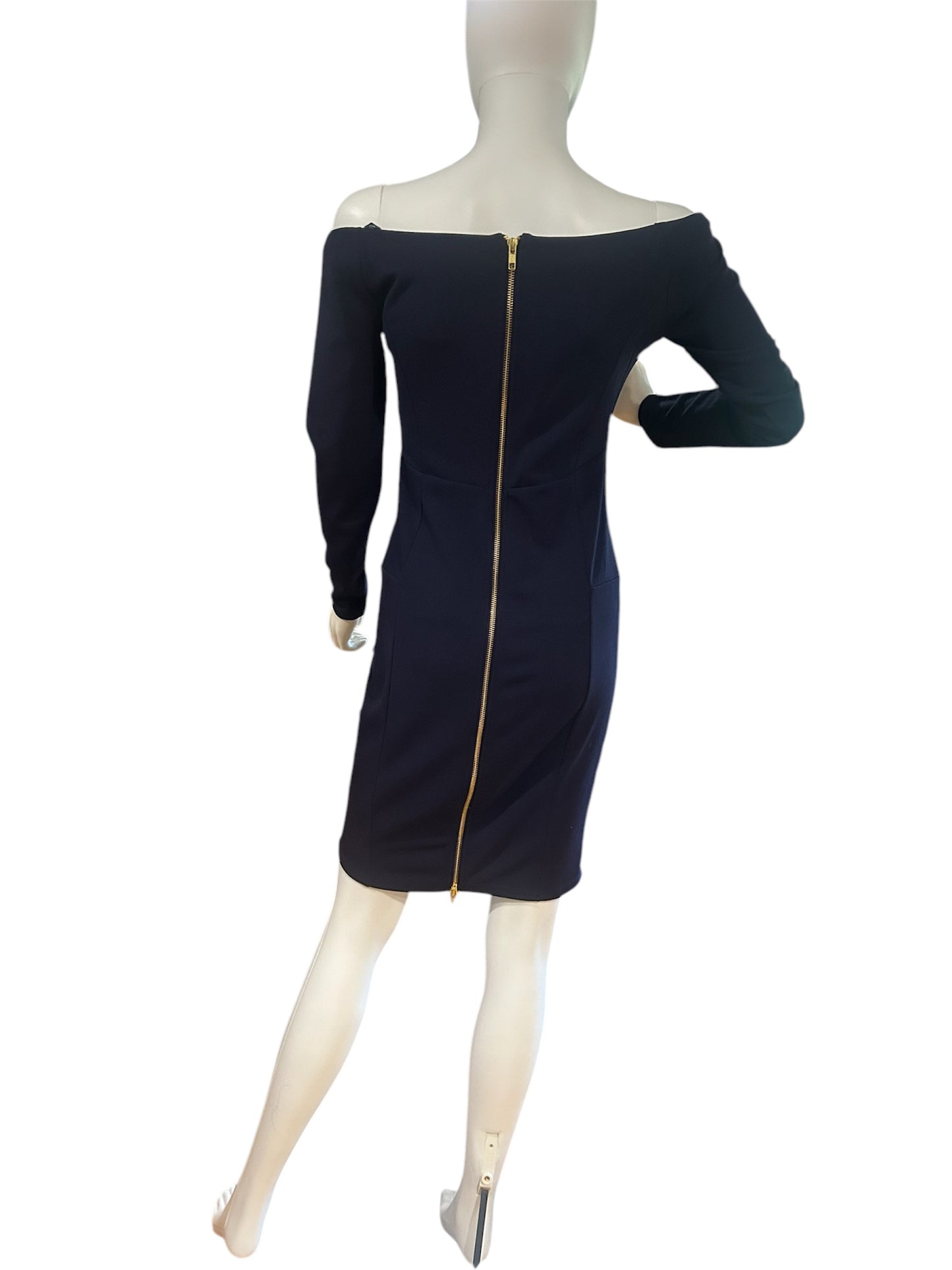 Bebe Navy Long Sleeve Back Zip Dress