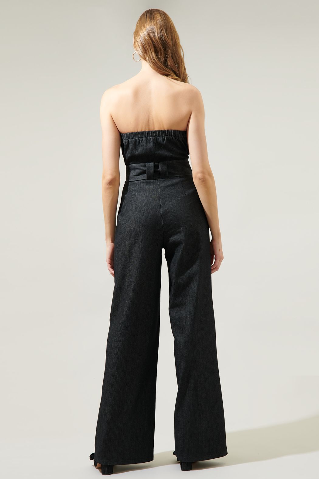 Maverick Denim Tube Top Wide Leg Jumpsuit