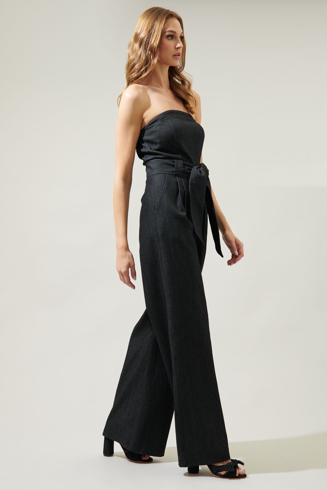 Maverick Denim Tube Top Wide Leg Jumpsuit